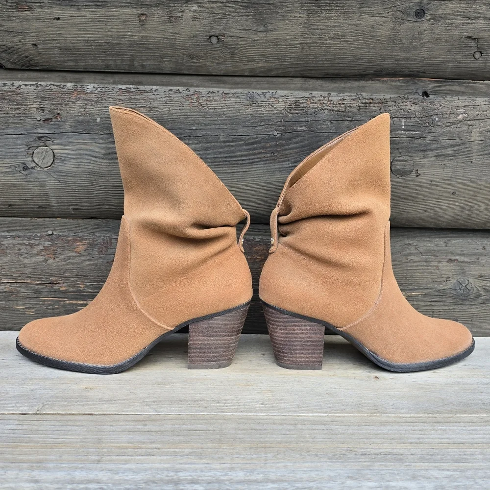 Nine West Frassie Western Boho, Suede Block Heel, Comfort Bootie 8.5M - Picture 10 of 12